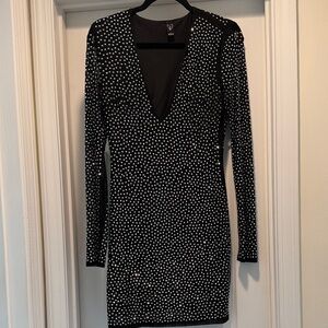 Elegant Black and Silver Studded Dress